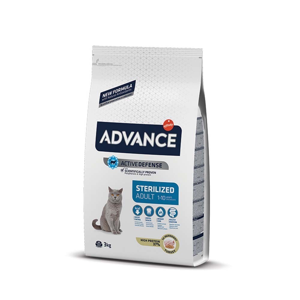 ADVANCE CAT STERILIZED ADULT Ξηρά τροφή για ενήλικες στειρωμένες γάτες, ηλικίας 1-10 ετών. με Γαλοπούλα 3kg