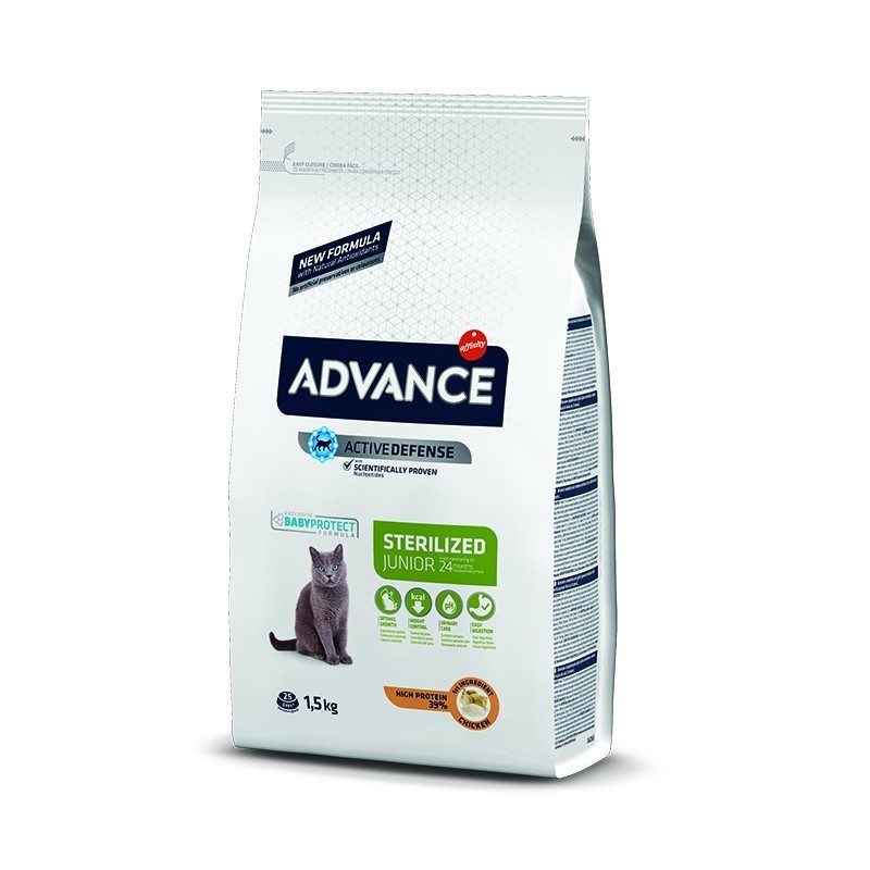 ADVANCE CAT STERILIZED YOUNG Ξηρά τροφή για νεαρές στειρωμένες γάτες, από τη στείρωση μέχρι 24 μηνών, με Κοτόπουλο 1,5kg