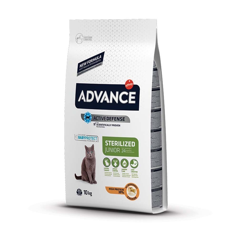 ADVANCE CAT STERILIZED YOUNG Ξηρά τροφή για νεαρές στειρωμένες γάτες, από τη στείρωση μέχρι 24 μηνών, με Κοτόπουλο 10kg