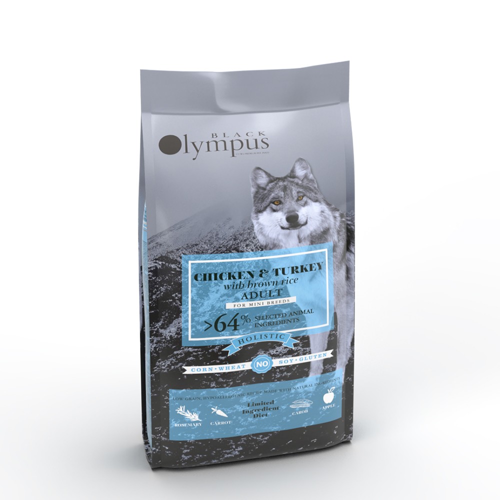 AMBROSIA BLACK OLYMPUS LOW GRAIN MINI ADULT Chicken & Turkey with Brown Rice 2kg