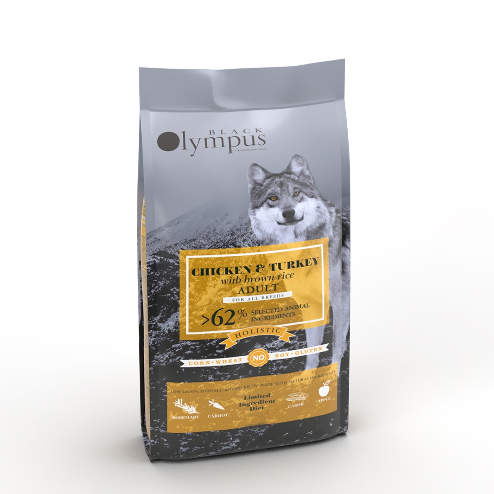 AMBROSIA BLACK OLYMPUS ADULT MEDIUM Chicken & Turkey with Brown Rice 12kg