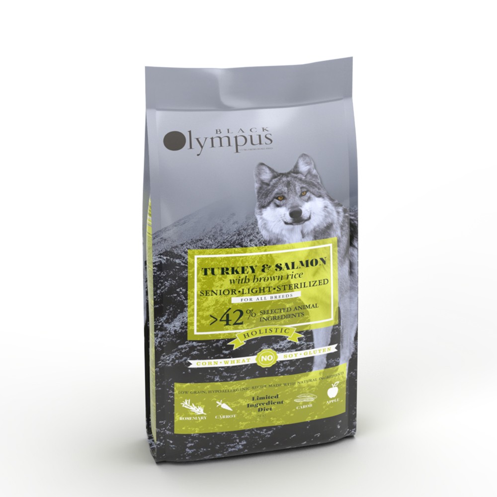 AMBROSIA BLACK OLYMPUS SENIOR LIGHT STERILIZED Turkey & Salmon with Brown Rice 12kg