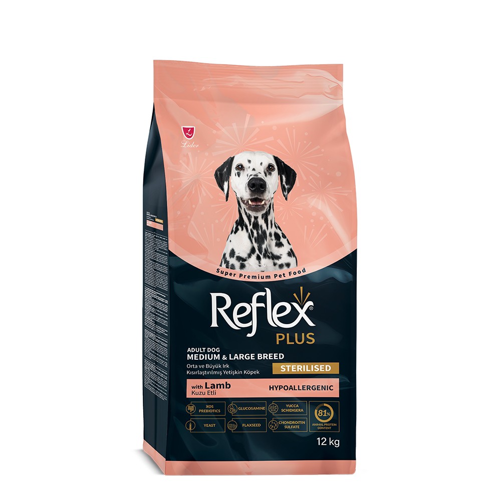 REFLEX PLUS Adult Medium & Large Light & Sterilised Lamb 12kg